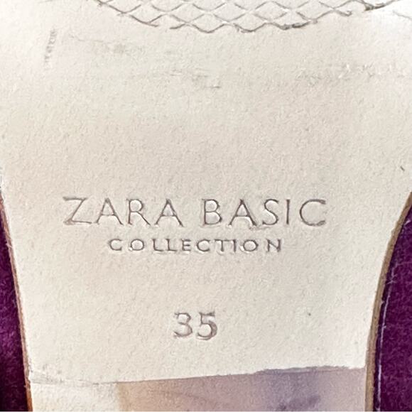 Zara Basic Burgundy Leather Ankle Boots Block Heel Size 35 / US 5 - Picture 6 of 6